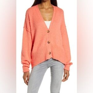 Free People | Found My Friend Textured Cardigan‎ in Watermelon Size L